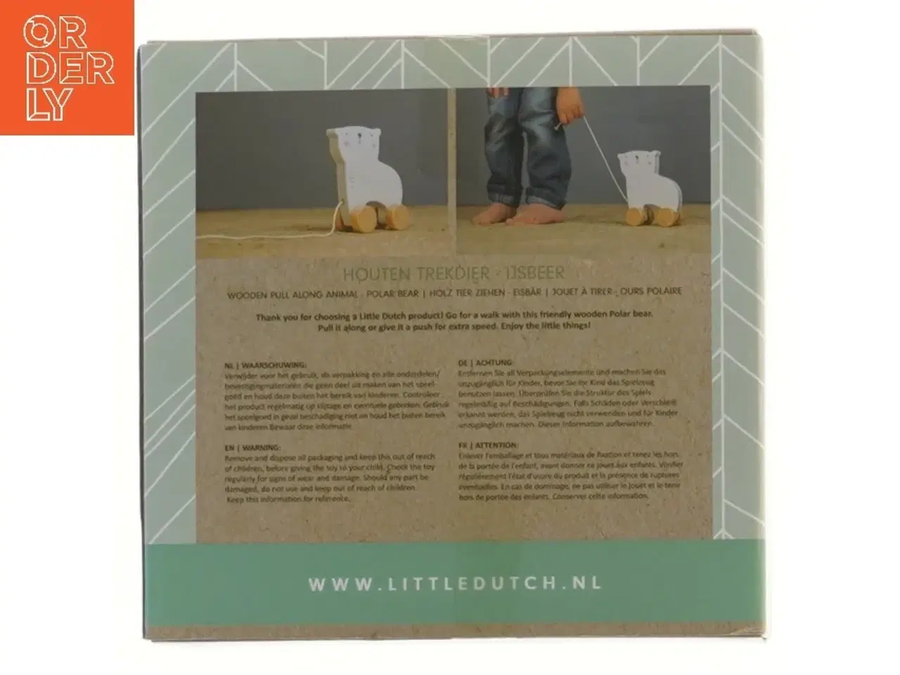 Billede 2 - Hvid træklegetøj polar bear fra Little Dutch (str. 17x16 cm)