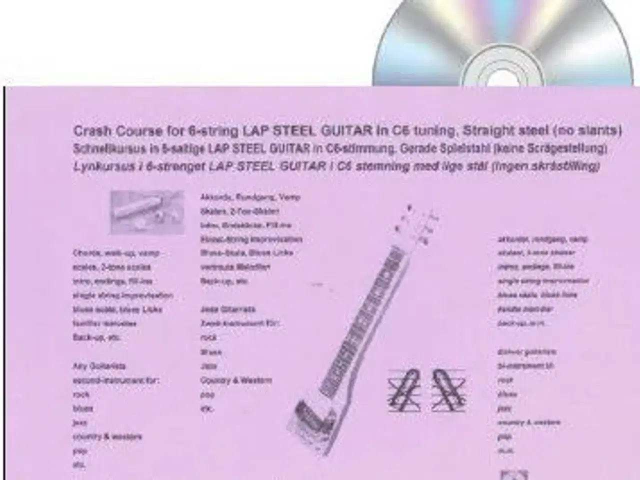 Billede 1 - Lynkursus Bog + CD.  6-strenget Lap Steel Guitar