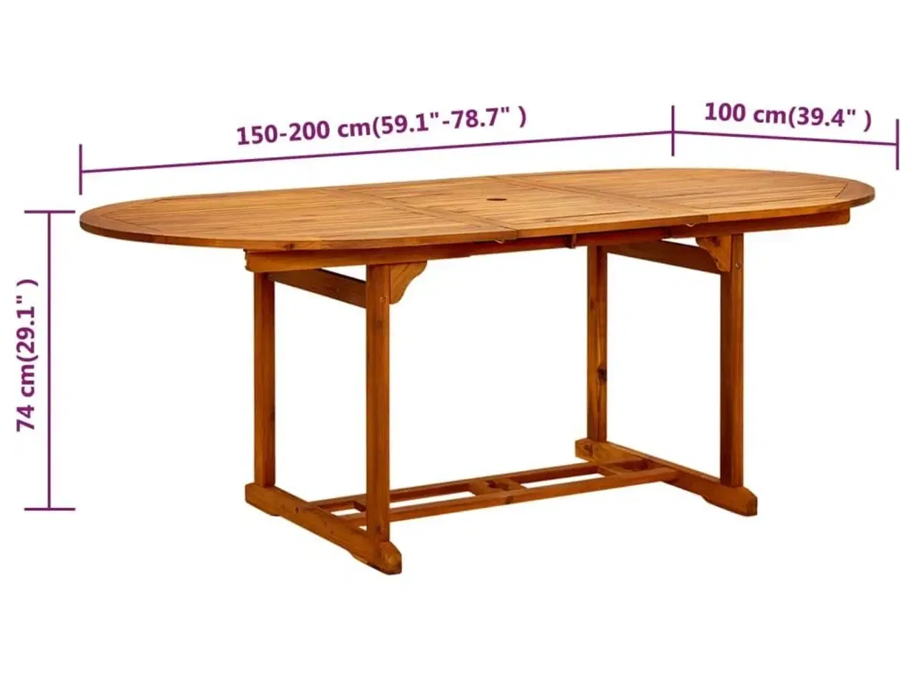 Billede 9 - Havebord 200x100x75 cm massivt akacietræ