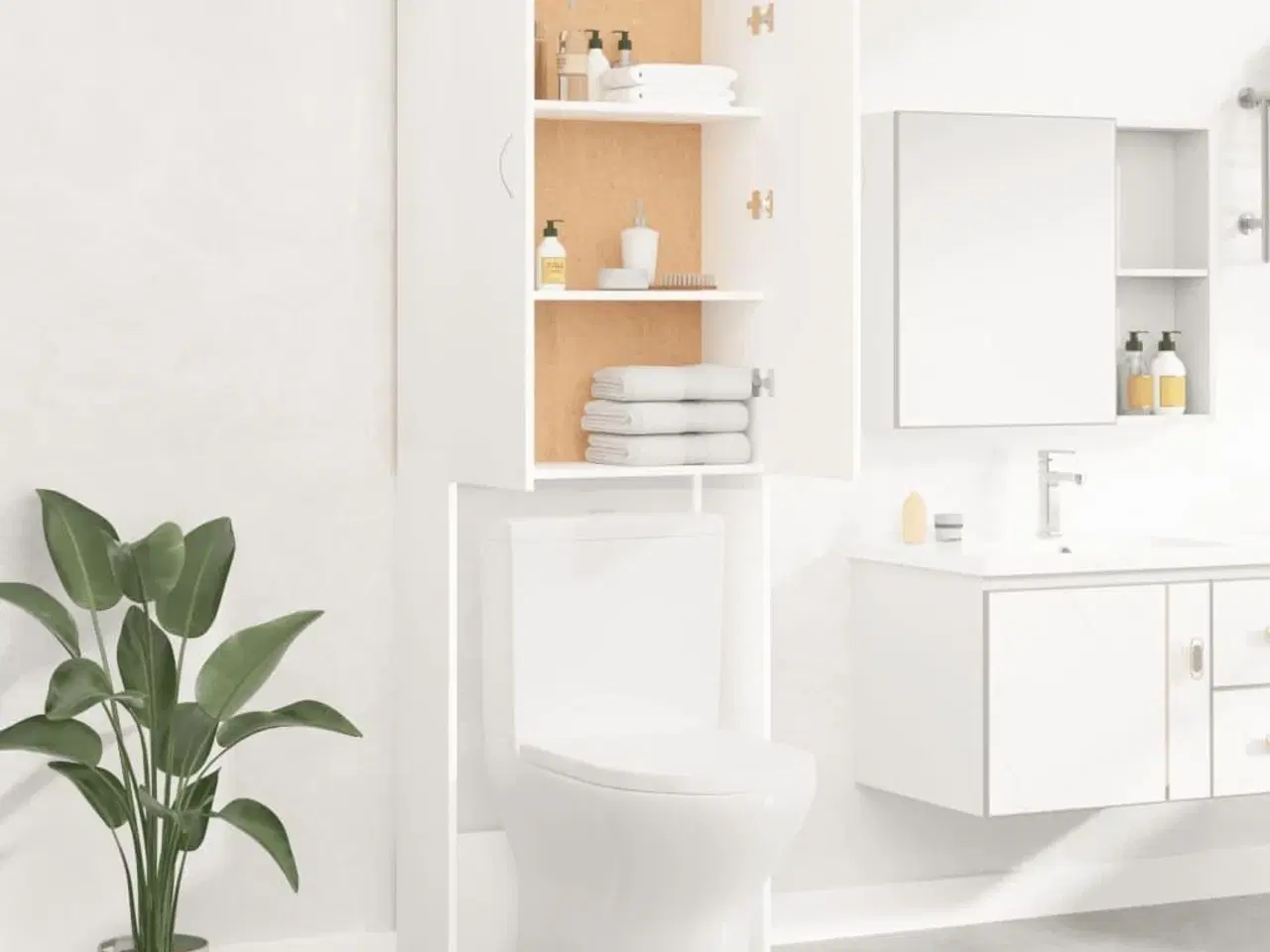 Billede 8 - Badeværelsesskab til vaskemaskine 64x25,5x190 cm hvid