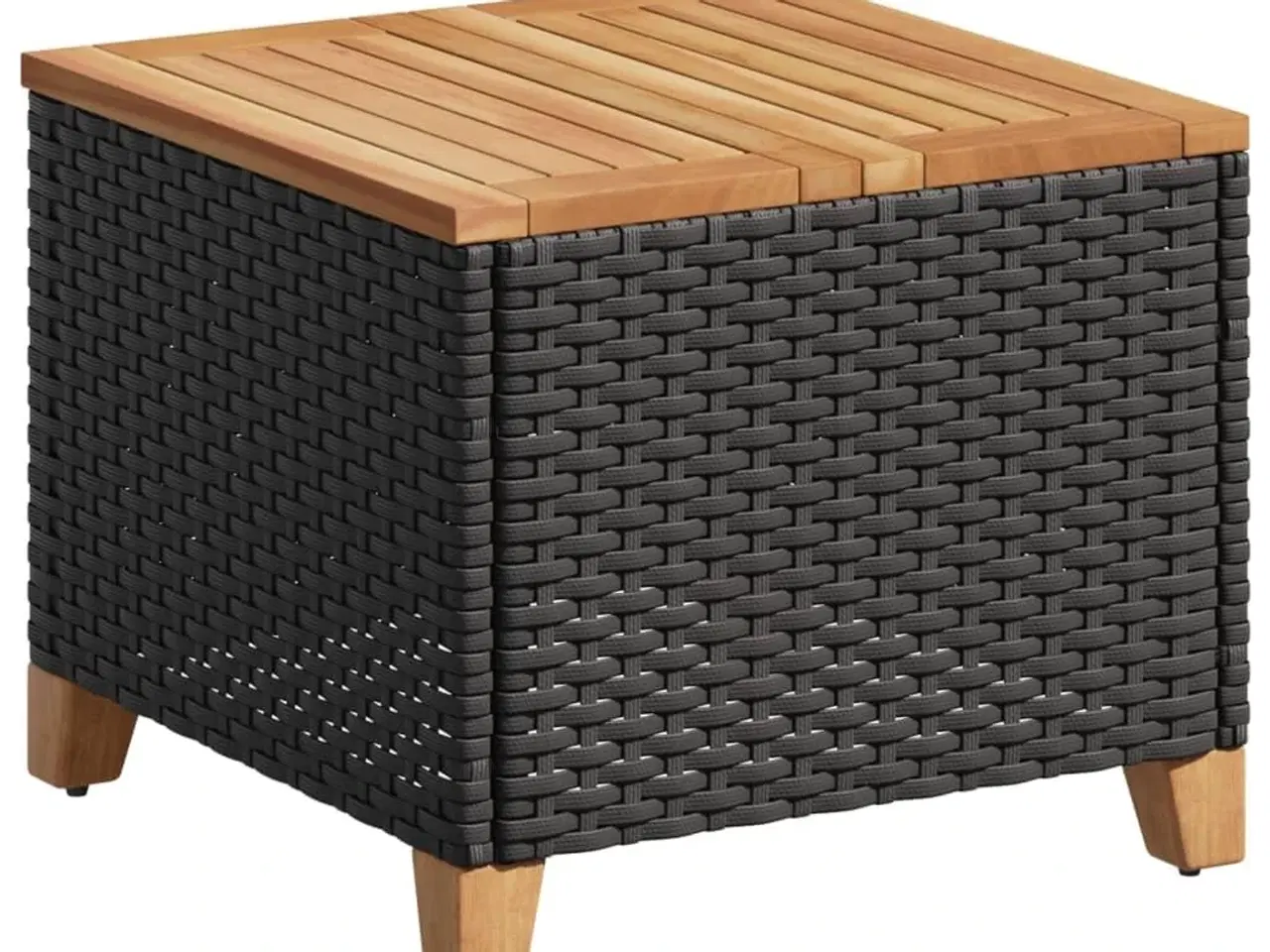 Billede 2 - Havebord 45x45x37 cm polyrattan og akacietræ sort