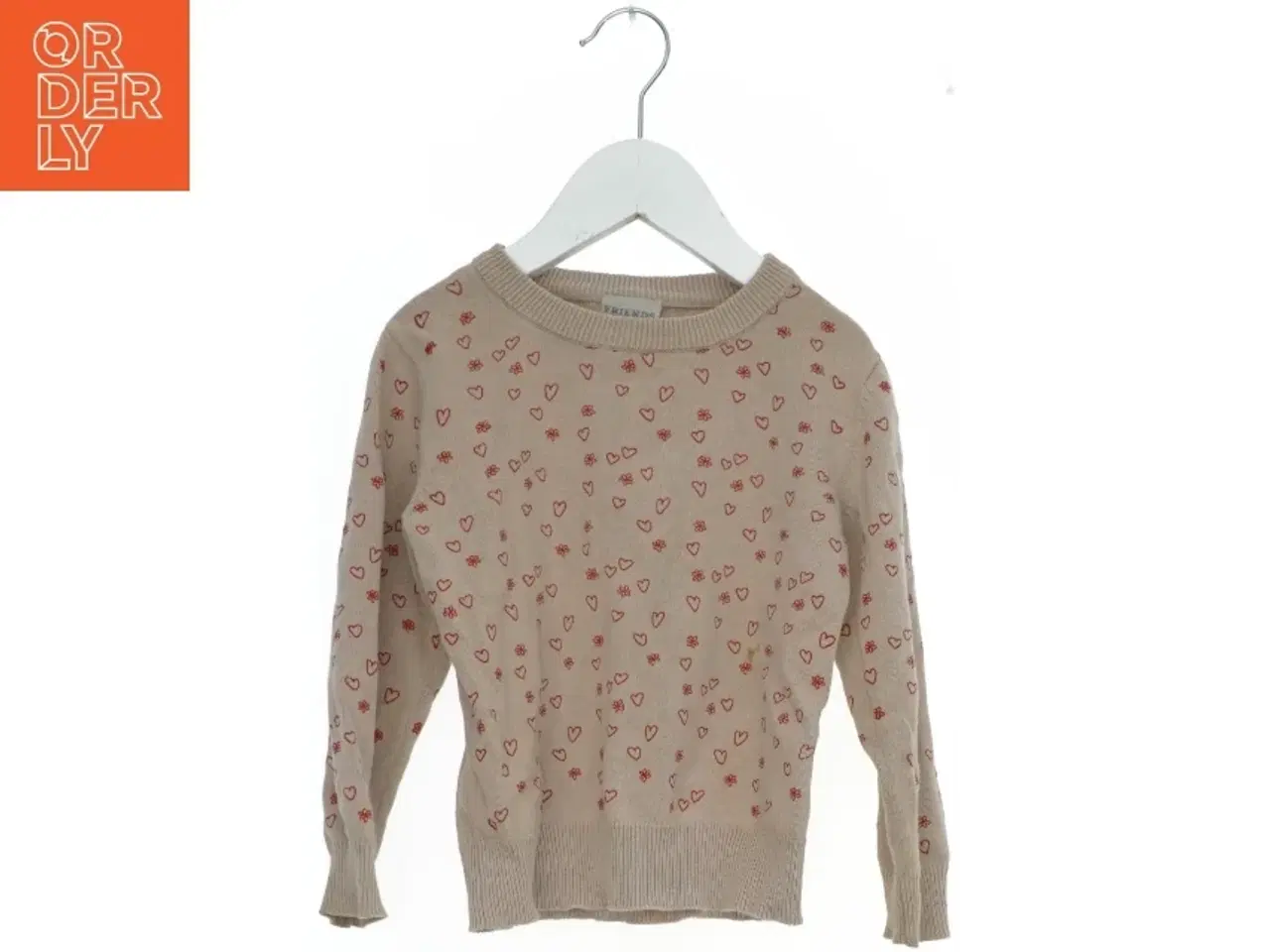 Billede 1 - Børnesweater med hjerter og blomster fra Friends (str. 104)