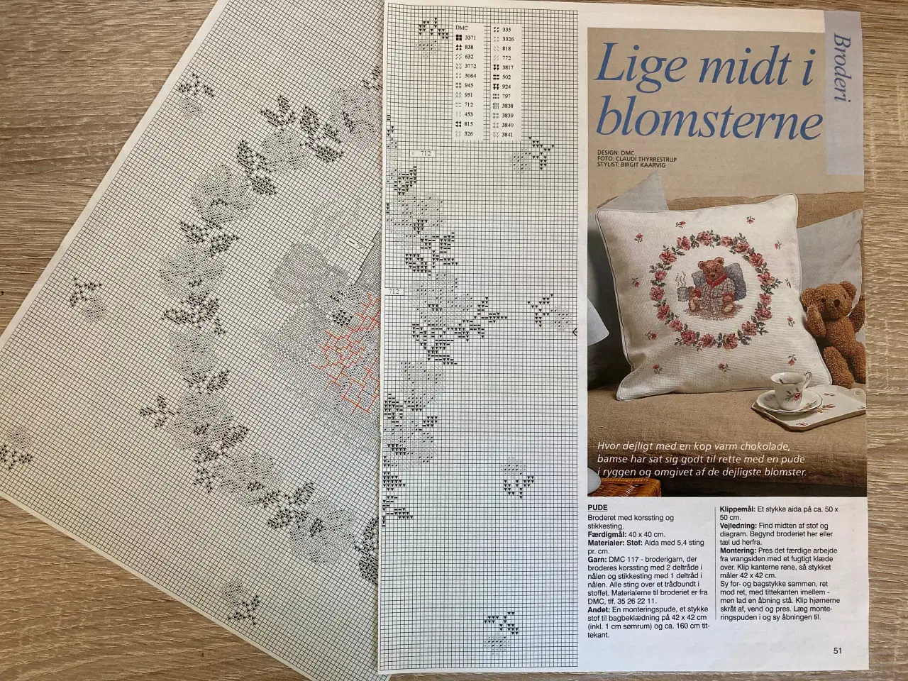 Billede 1 - Broderimønster: Bamse og blomster