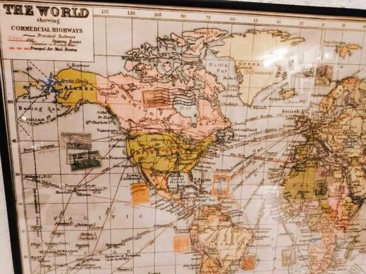 Billede 2 - Verdenskort med frimærker og stempler