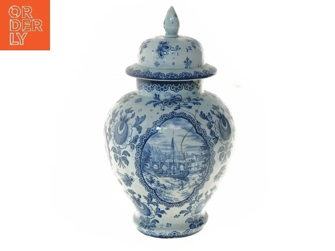 Billede 1 - Porcelænskrukke med låg (str. 27x16 cm)