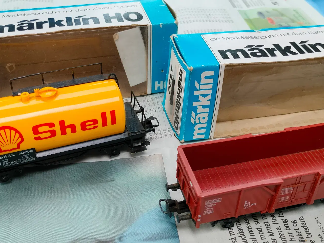 Billede 1 - Märklin Shell vogn og åben godsvogn I orginal kass