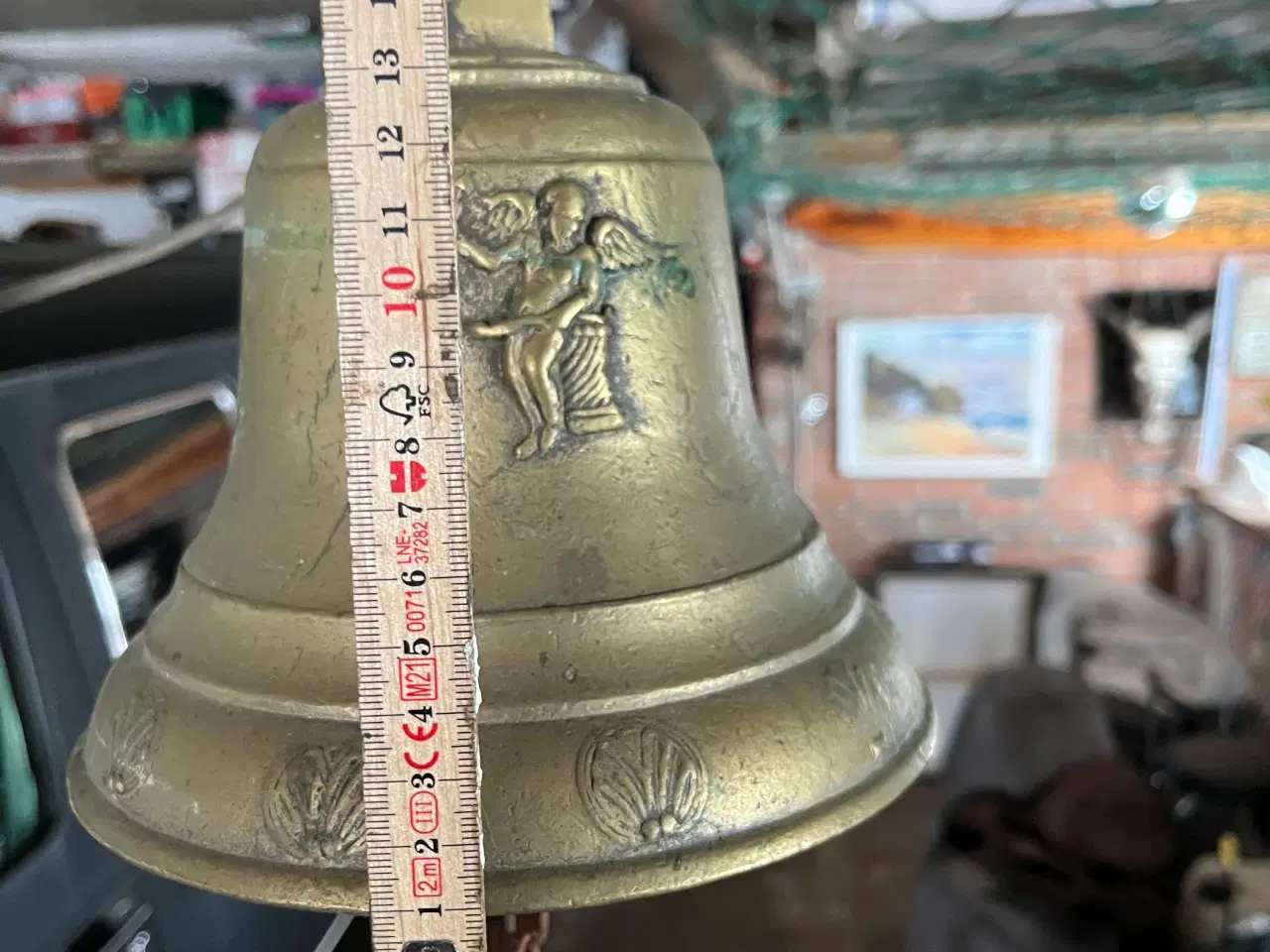 Billede 2 - Ældre klokke messing med engle 