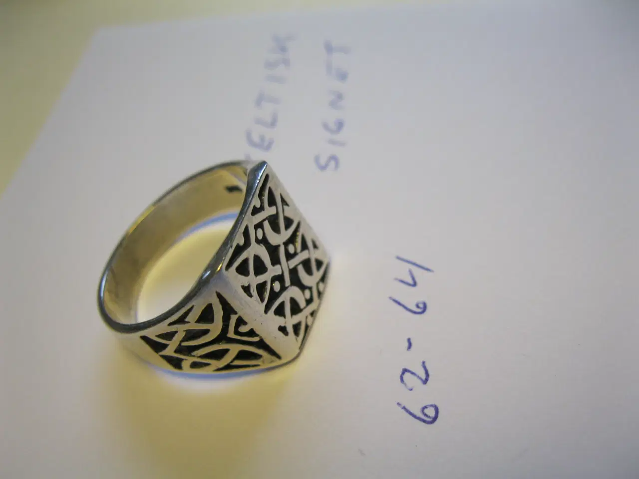 Billede 2 - Ring sterling sølv.  Keltisk signetring 62-64