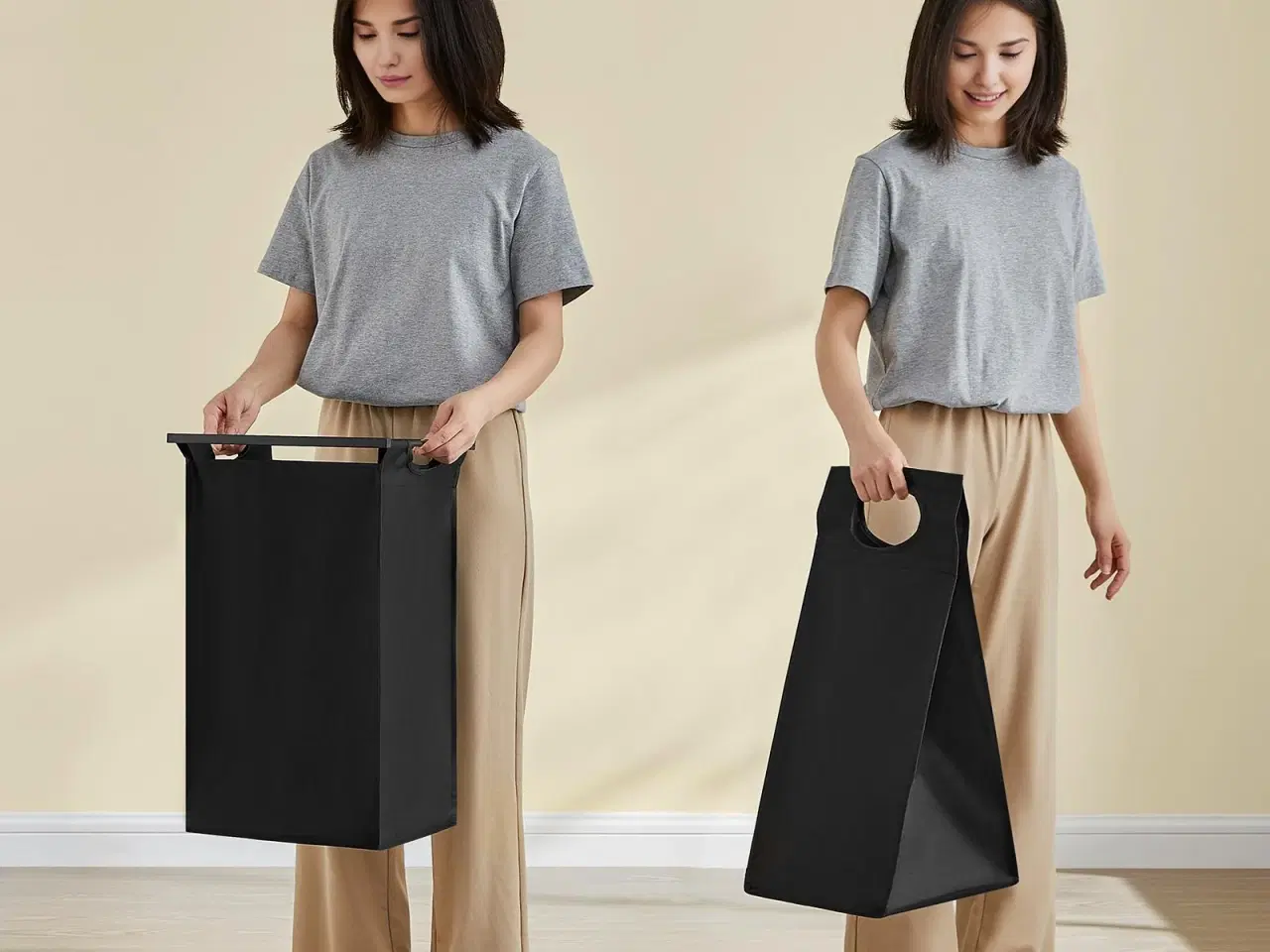 Billede 6 - Vasketøjssorterer med 3 udtagelige poser og 2 hylder – rustik brun/sort, 40 l pr. pose