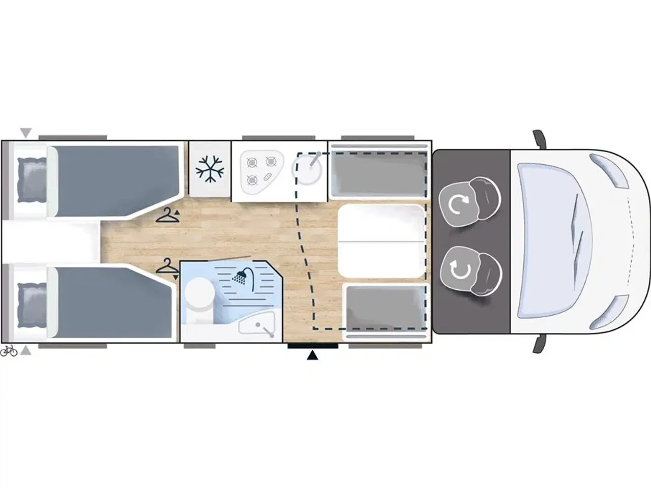 Billede 17 - 2020 - Chausson Titanium 767   Netop hjemkommet UNDER KLARGØRING Enkeltsenge, Smart-Lounge indretning, 170Hk Ford, AUT.