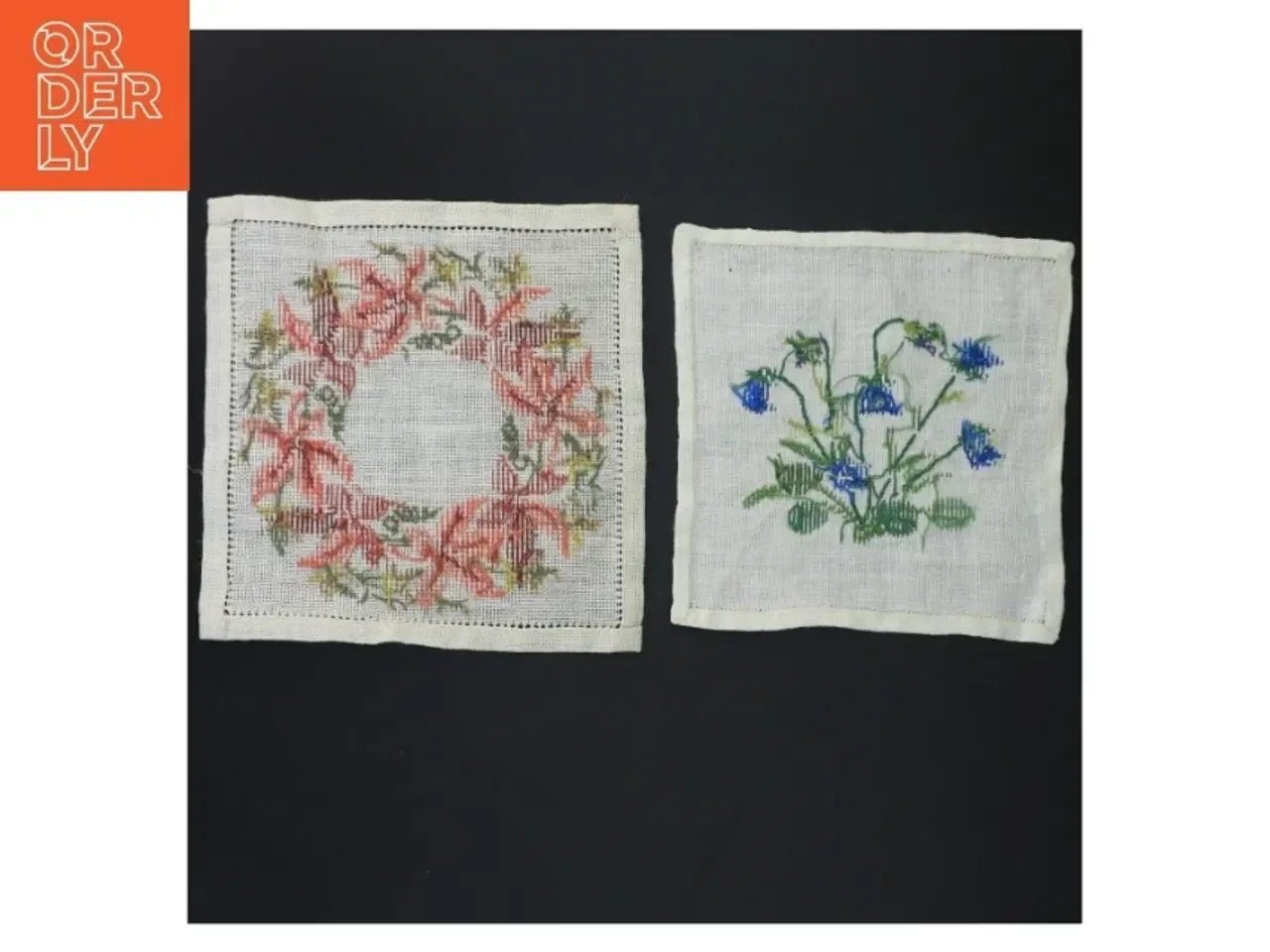 Billede 3 - Håndroderede bordservietter (str. 17x17&15x14,5 cm)