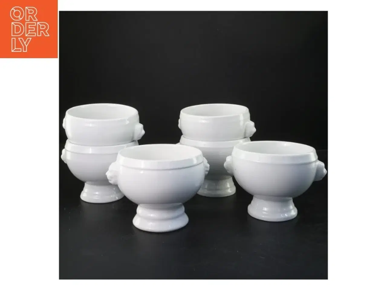 Billede 1 - 6 hvide skåle i porcelæn (str. Ø 11,5x9 cm)