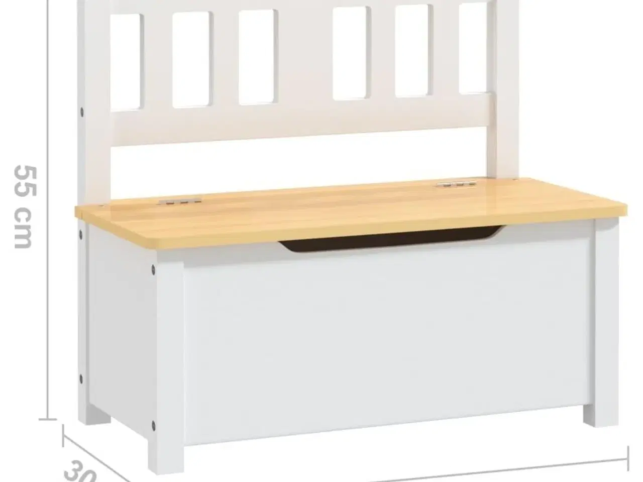 Billede 7 - Opbevaringsbænk til børn 60x30x55 cm MDF hvid og beige