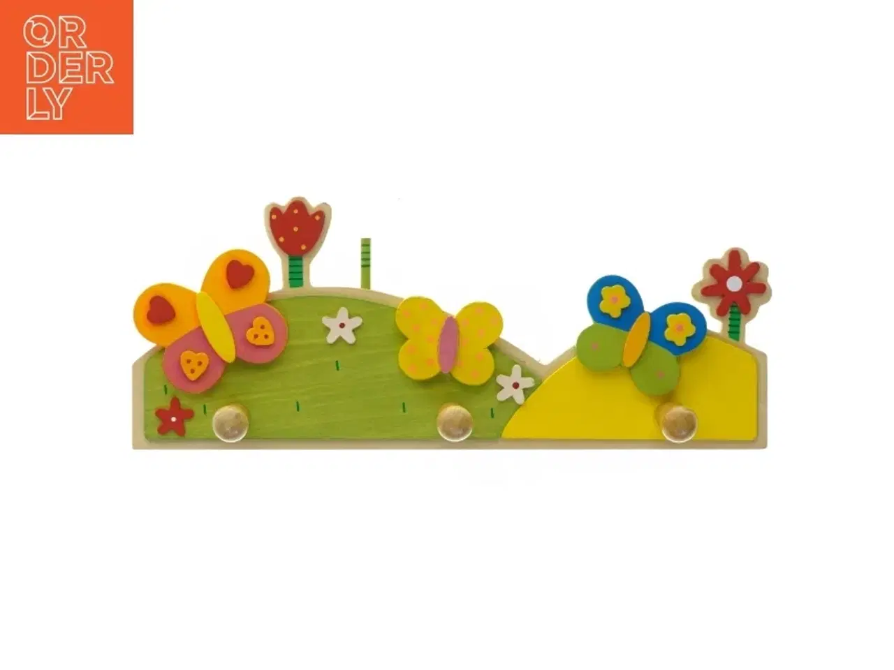 Billede 1 - Træknagerække med blomstermotiver (str. 29x12 cm)