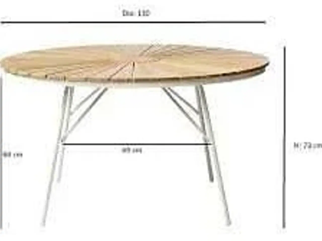 Billede 3 - Kerteminde teak - nonwood havebord Ø130 cm, hvidt stel