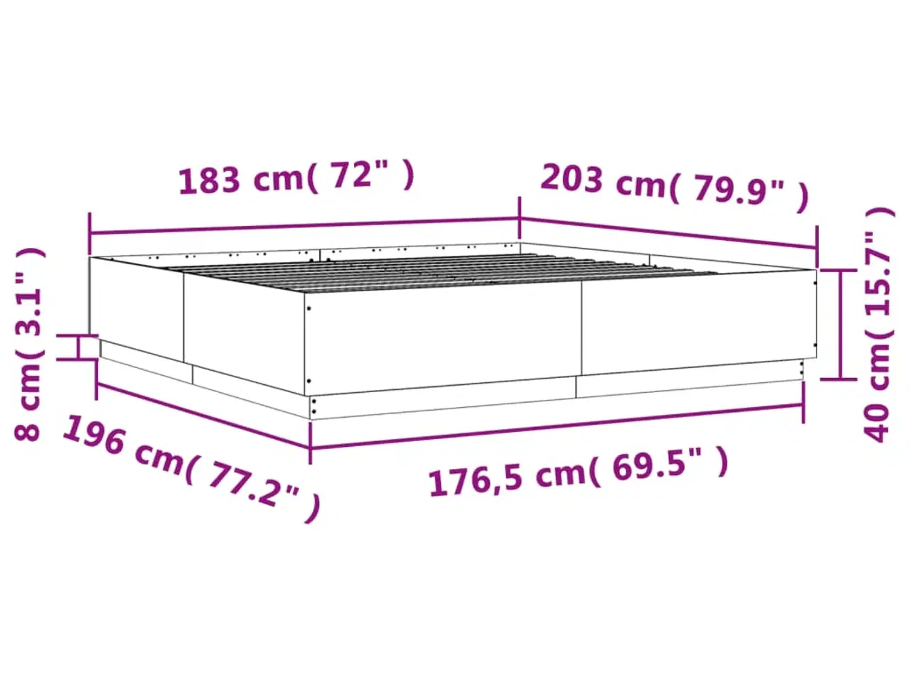 Billede 3 - 180X200 seng med lys 