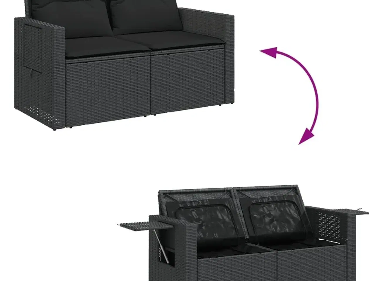 Billede 7 - Sofasæt til haven 7 dele med hynder polyrattan sort