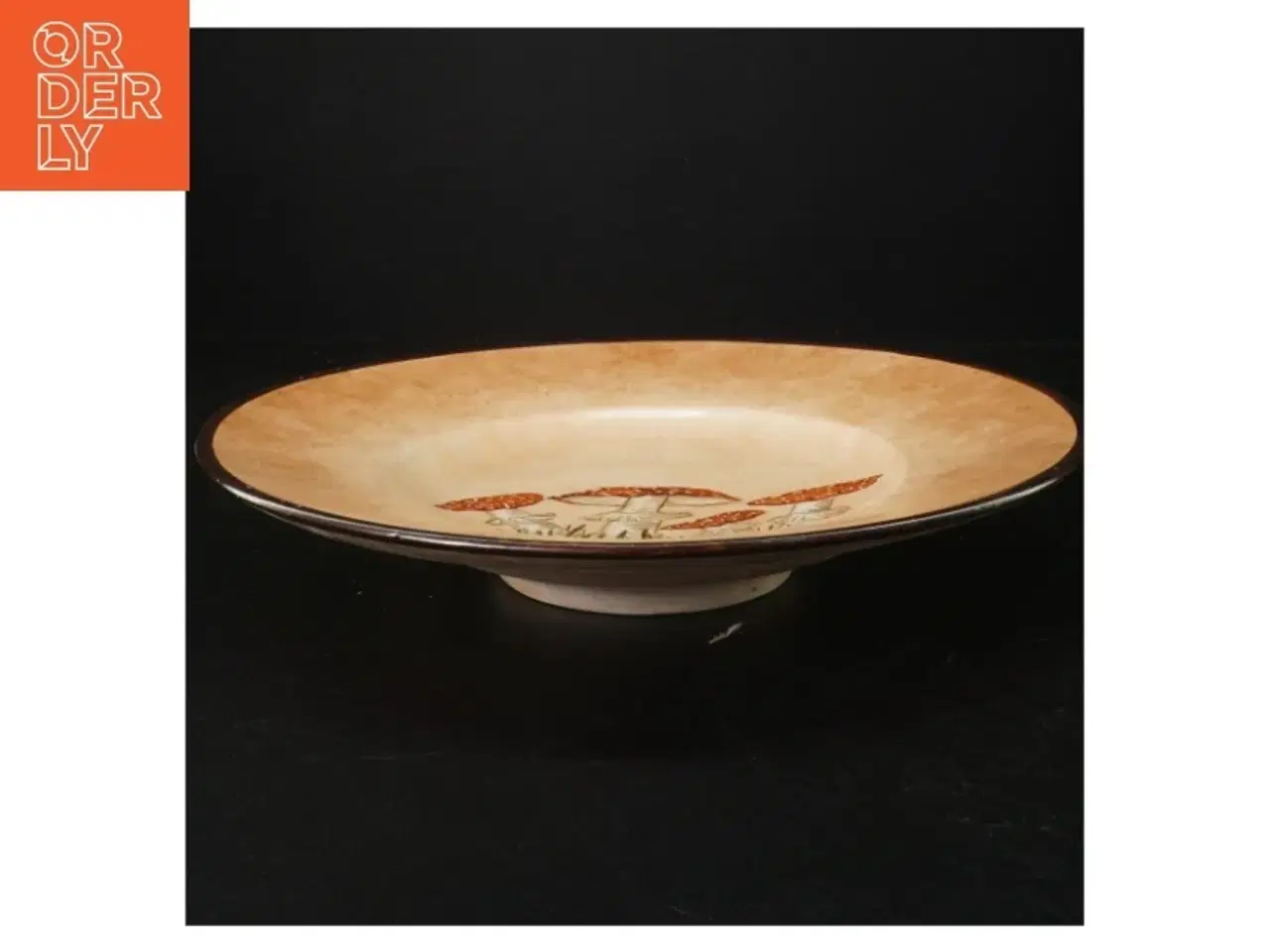 Billede 2 - Dekorativ keramikfad med svampe motiv (str. Ø 30 cm)