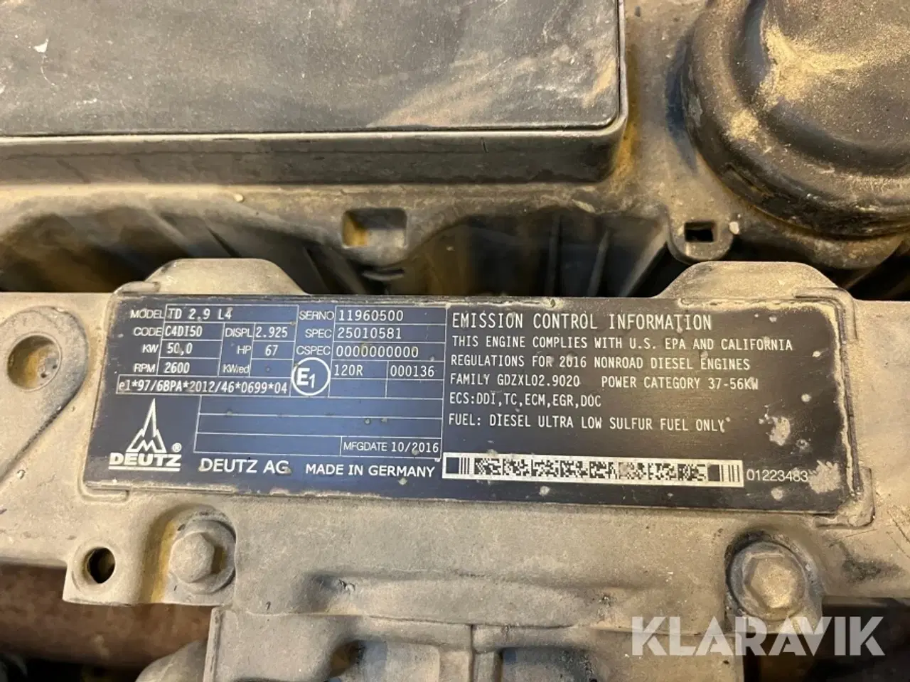 Billede 5 - Motor Deutz TD2.9L4 C4DI50 67 hk 50 kW komplet