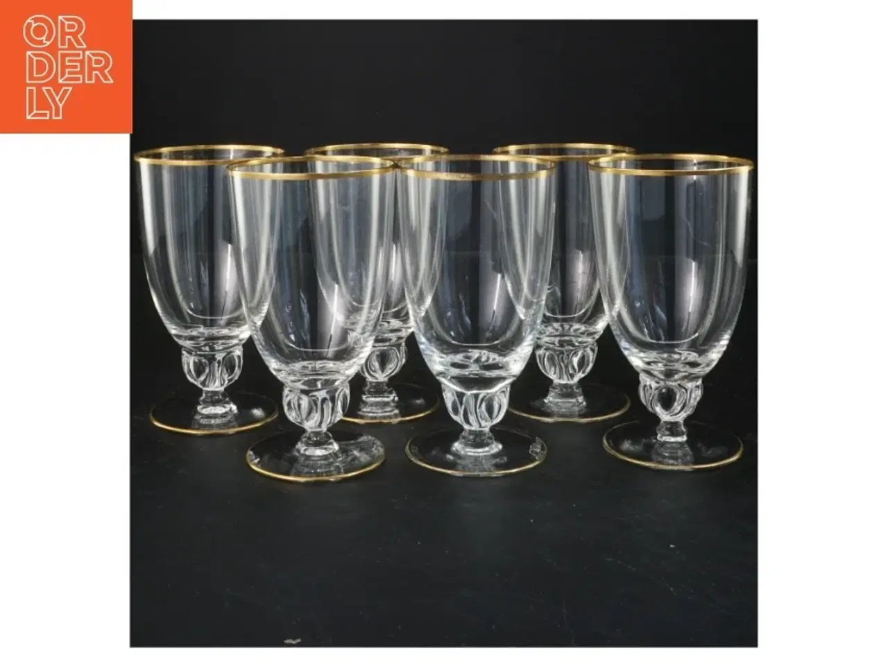 Billede 2 - Sæt med 6 glas med guldkant (str. 14x8 cm)