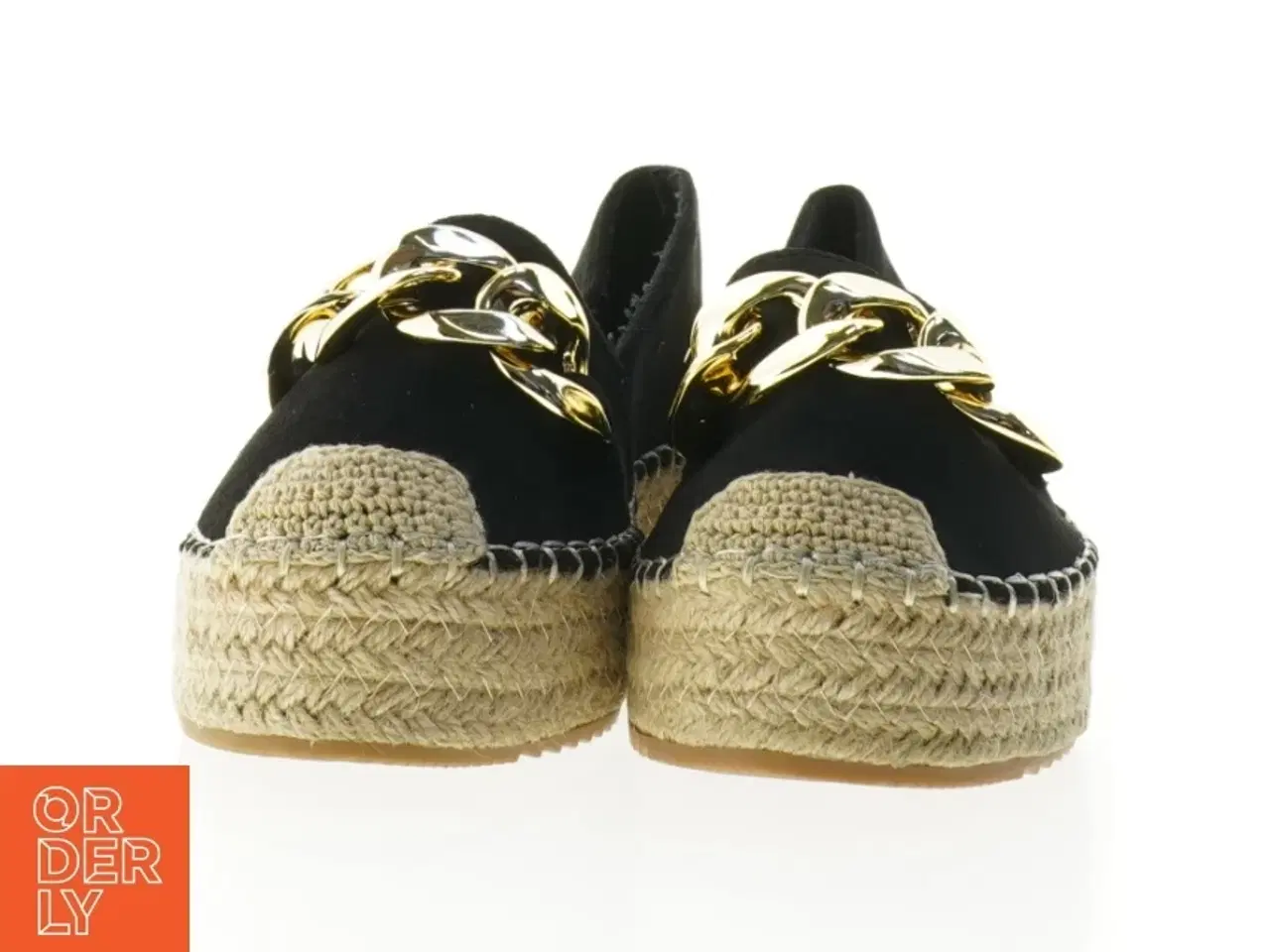 Billede 4 - Sorte espadrillos med guldkæde fra Wilady (str. 38)