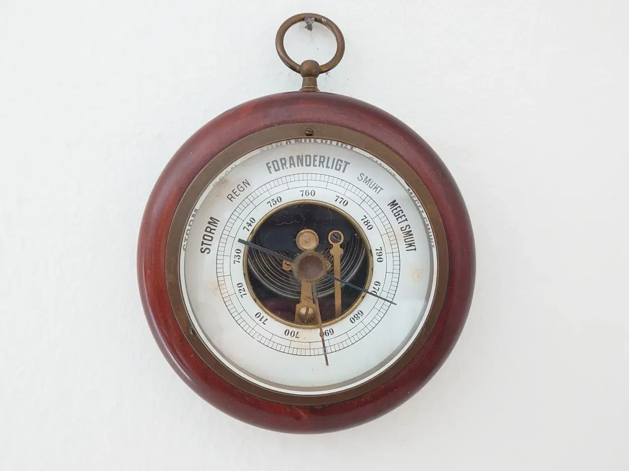 Billede 1 - Fint gammelt barometer i mahogni trækasse.