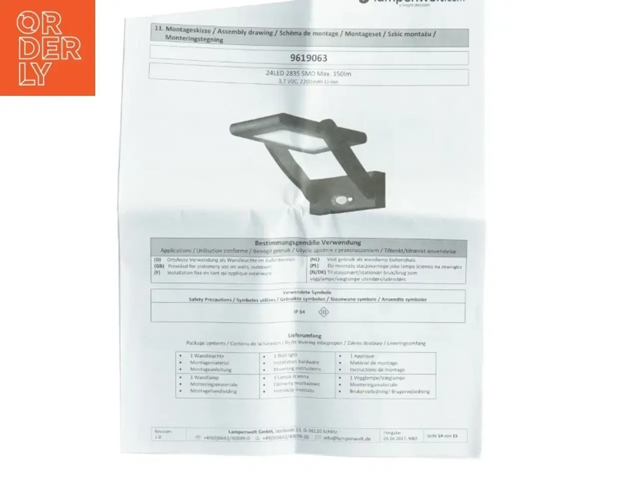 Billede 6 - Udendørs solcellelampe med bevægelsessensor (str. 23, x 16 cm)