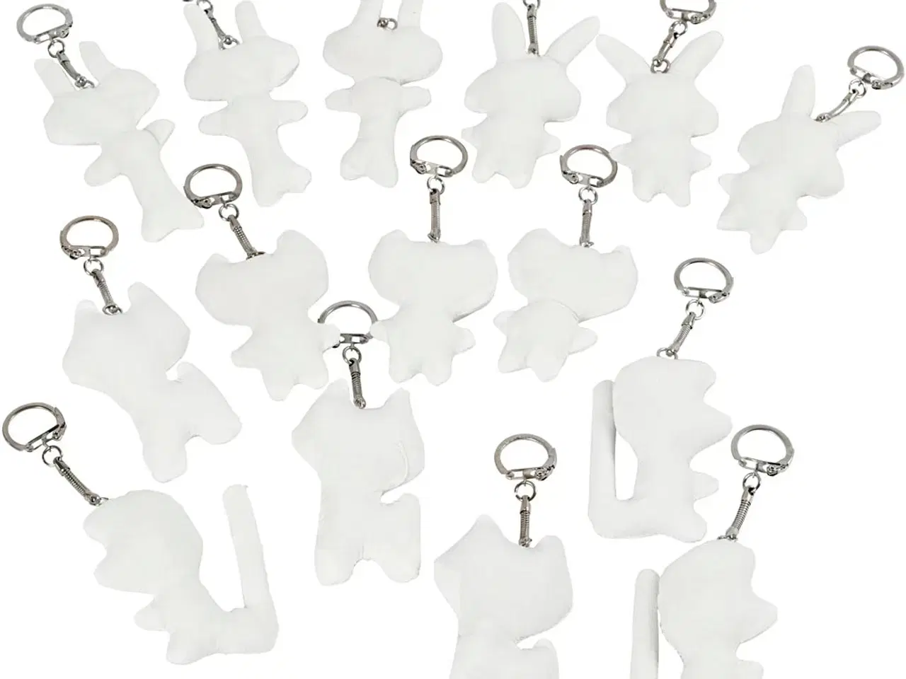 Billede 1 - 15 stk. Stoffigurer med nøglering, 6-10 cm, hvid