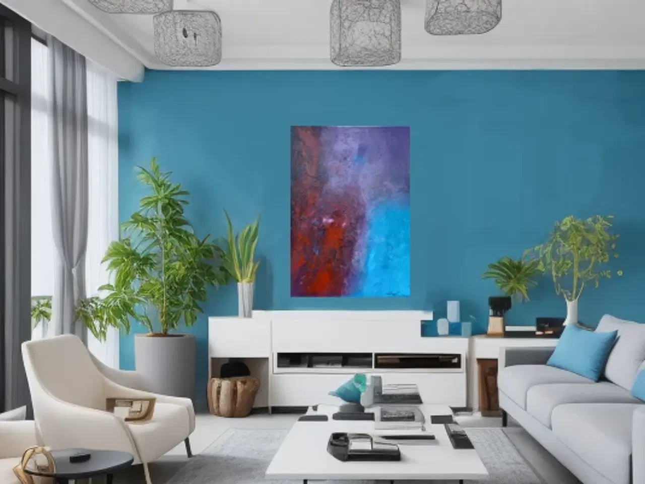 Billede 4 - Dusty Purple Sky" – Akrylmaleri, 80x120 cm, Abstra