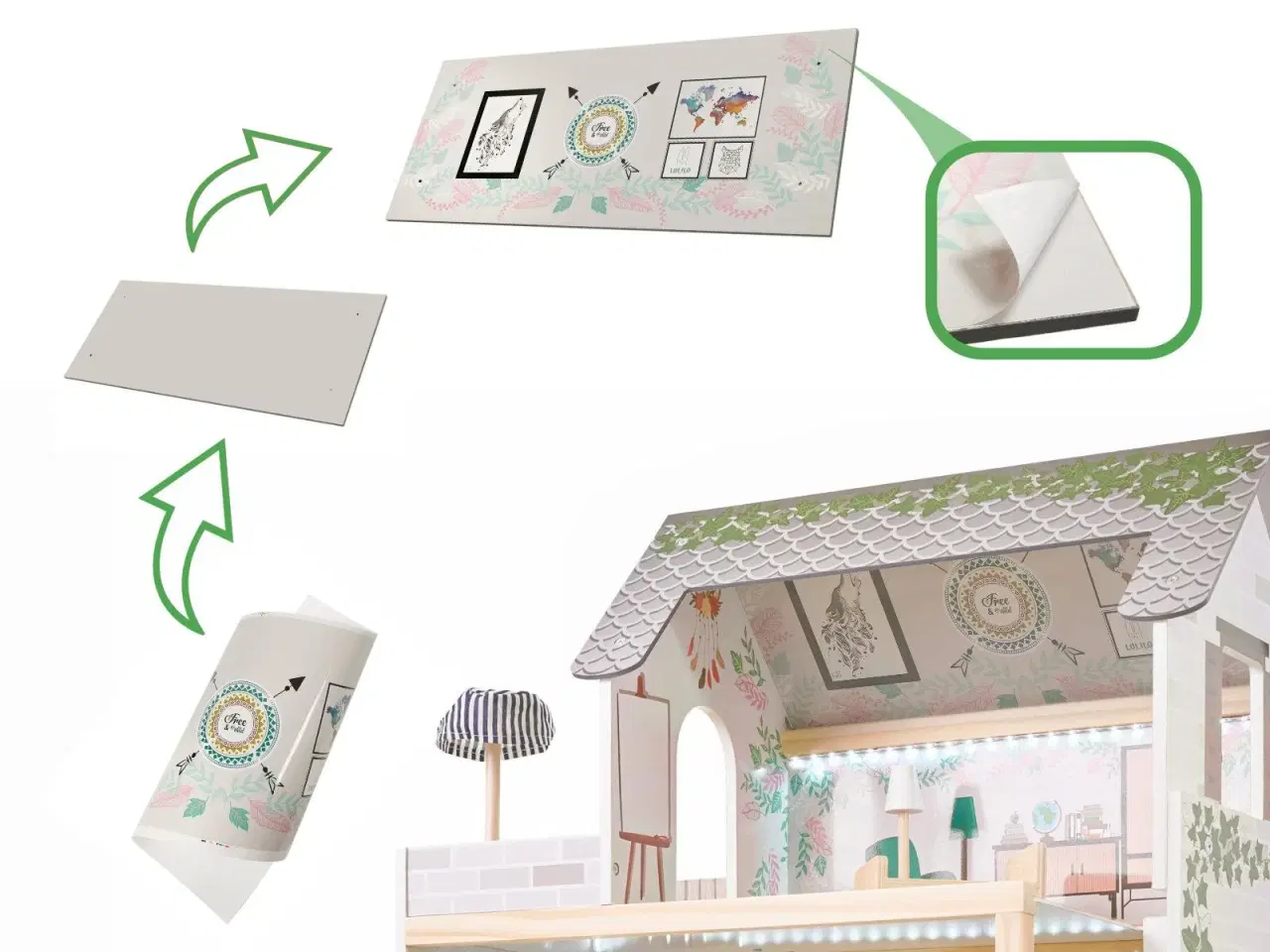 Billede 19 - Dukkehus i træ med LED – Lulilo Floro Boho