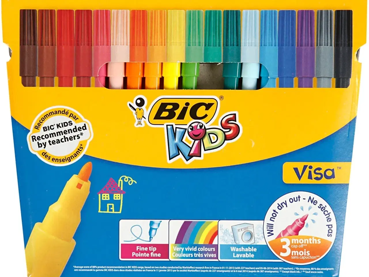 Billede 1 - BIC Visa Fin Tusch, streg 1,6 mm, ass. farver, 18 stk./ 1 pk.
