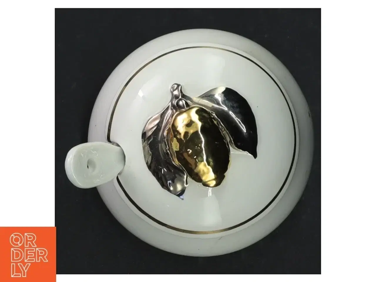 Billede 6 - Porcelænssukkerskål med løgformet låg og ske