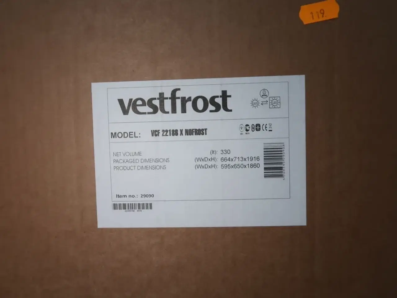 Billede 2 - Køle/fryseskab VESTFROST VCF 22186 X NOFROST