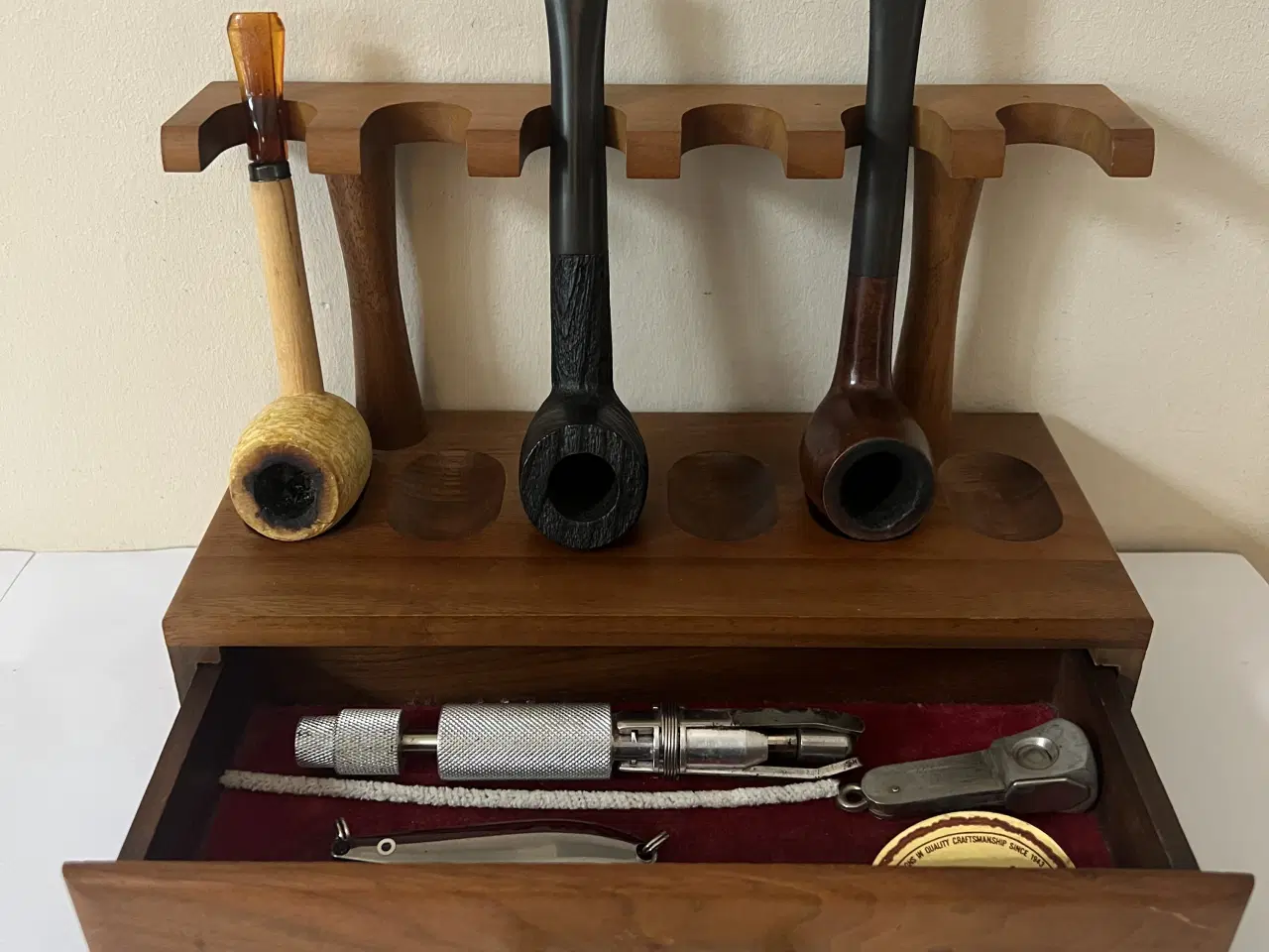 Billede 1 - Smukt gammelt pibestativ i træ 