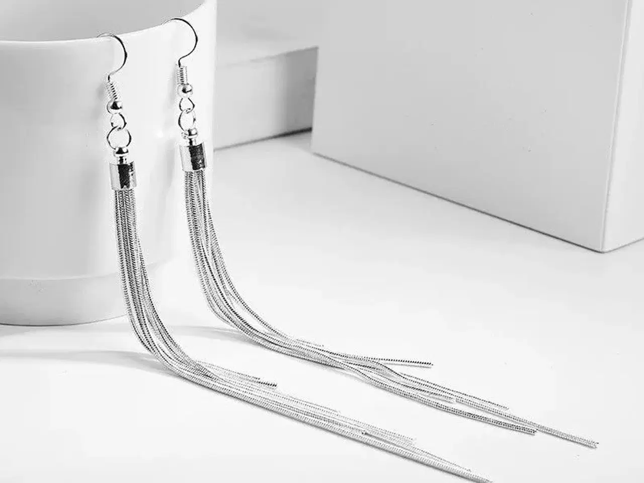 Billede 6 - Smukke lange tassel øreringe i sølv 