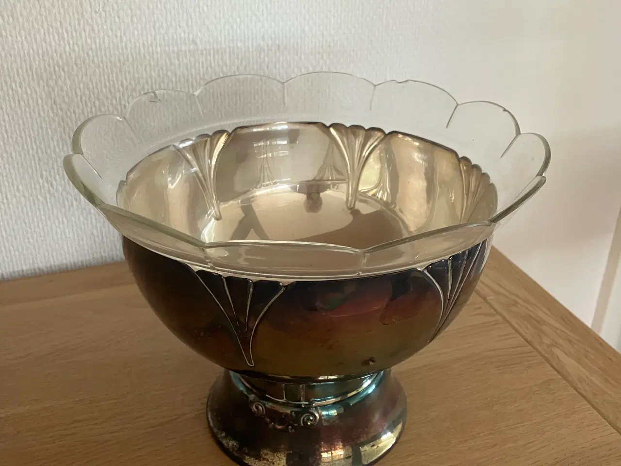 Billede 1 - Sølvskål med glasindsats