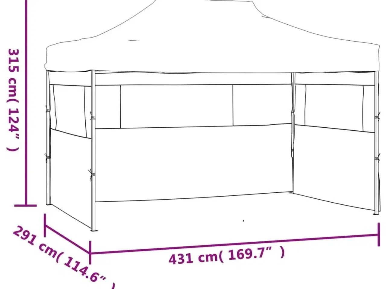 Billede 9 - Foldbart telt med 3 sidevægge 3 x 4,5 m antracitgrå