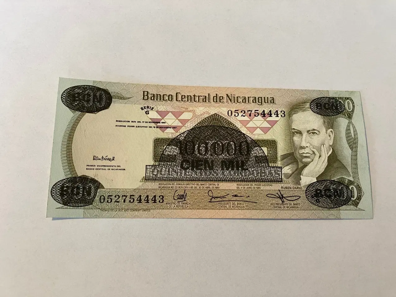 Billede 1 - 100000 Cordobas on 500 Cordobas Nicaragua 1985