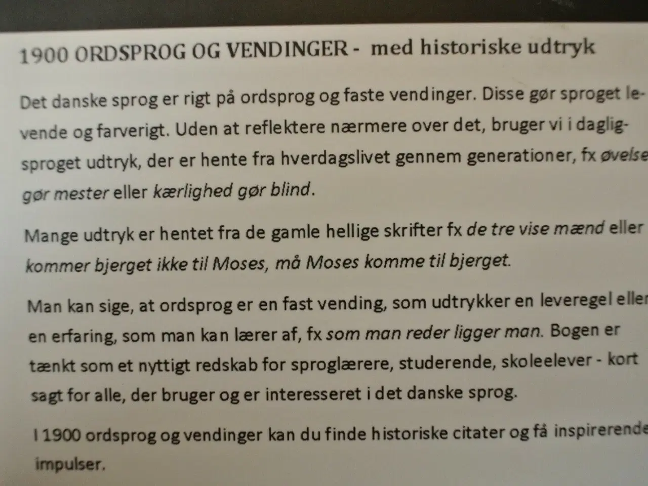Billede 2 - 1900 ordsprog og vendinger med historiske udtryk, 