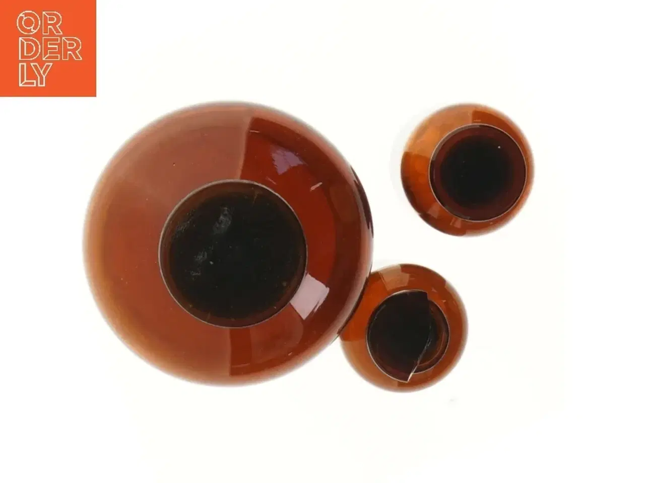 Billede 2 - Brune glasflasker med prop (str. 11 og 21 x cm)