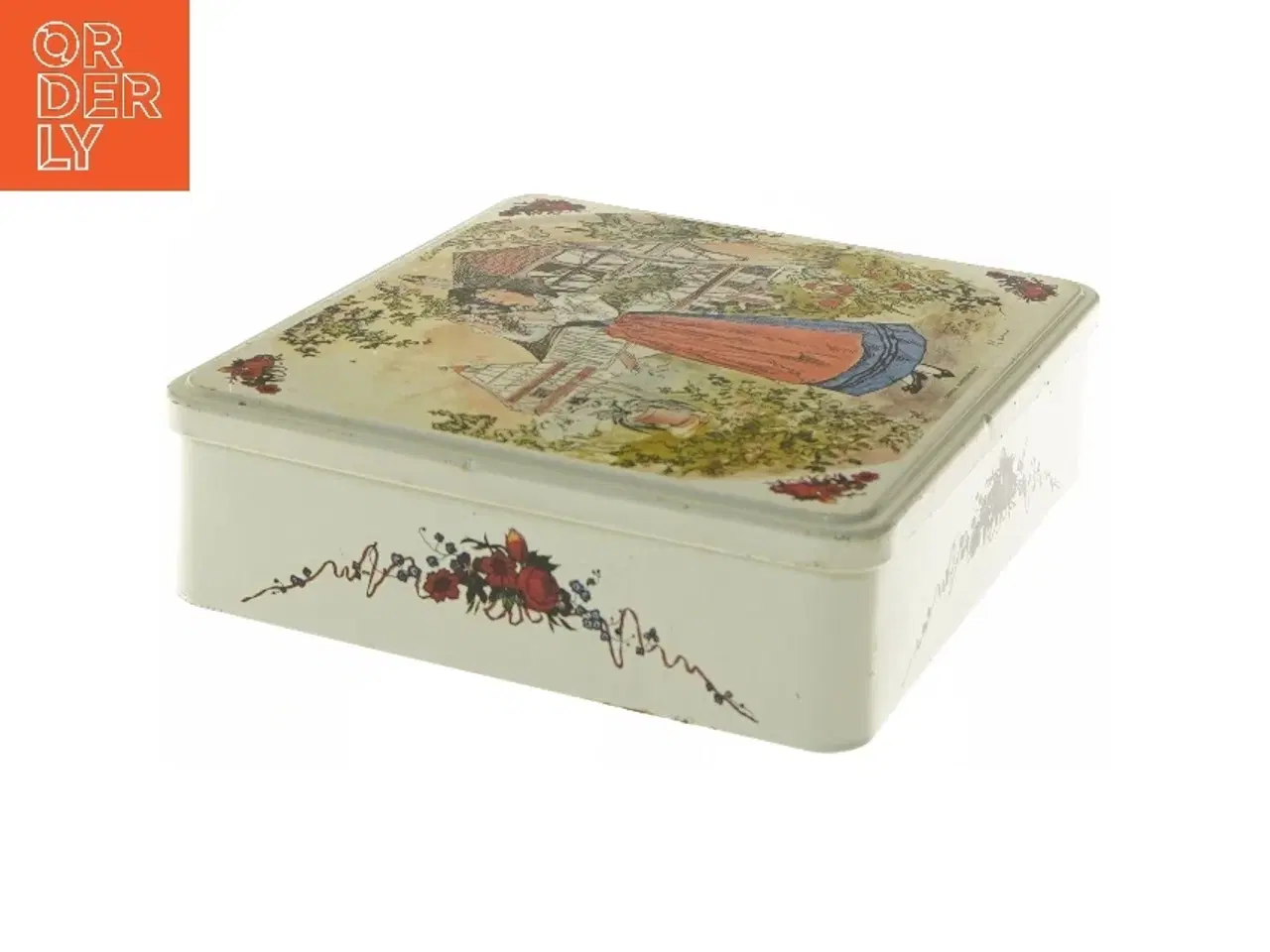 Billede 4 - Dekoreret metalæske fra Massilly (str. 22x23x7 cm)