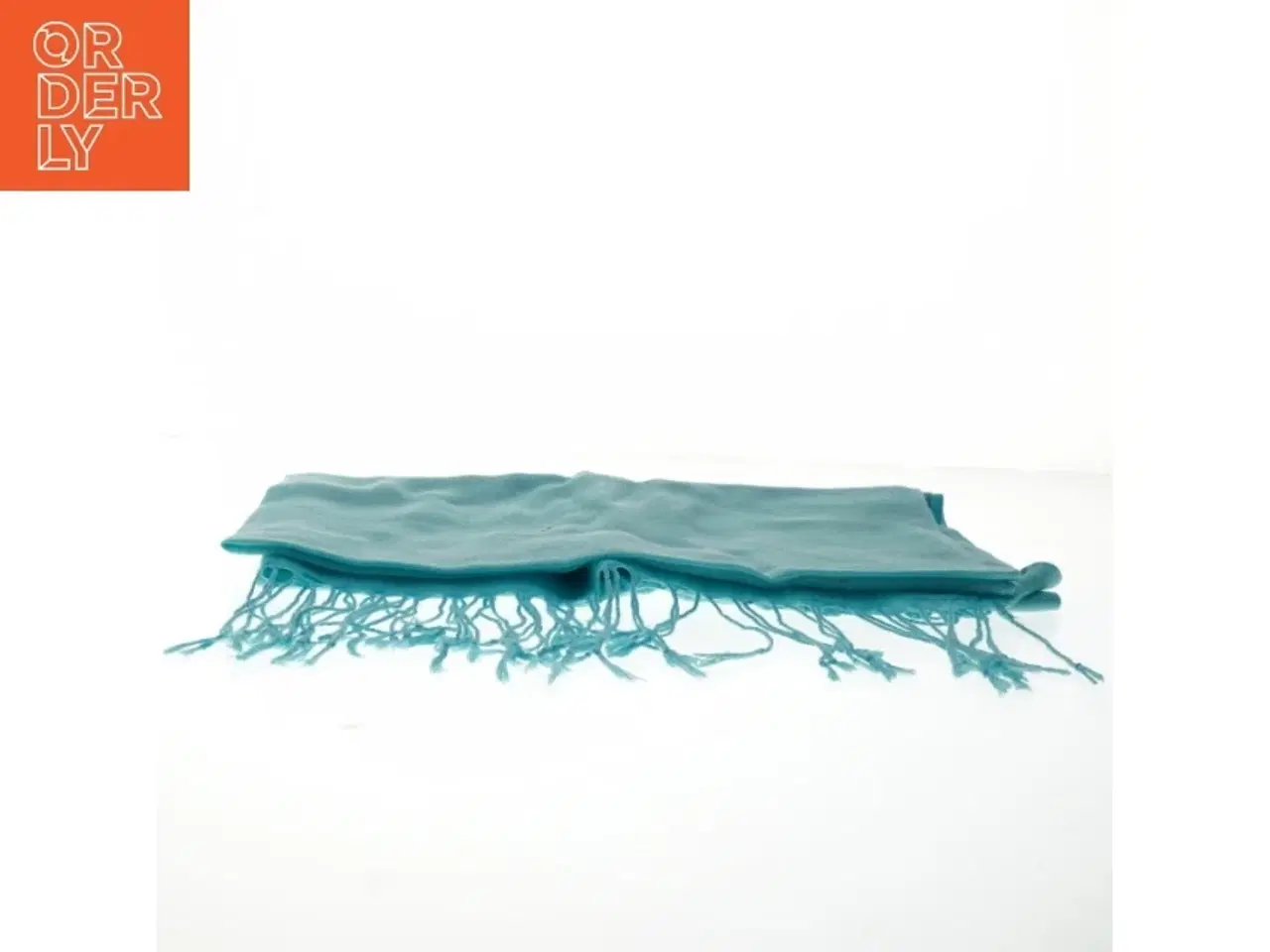 Billede 2 - Turkis sjal med frynser fra Pashmina (str. 70x180 cm)