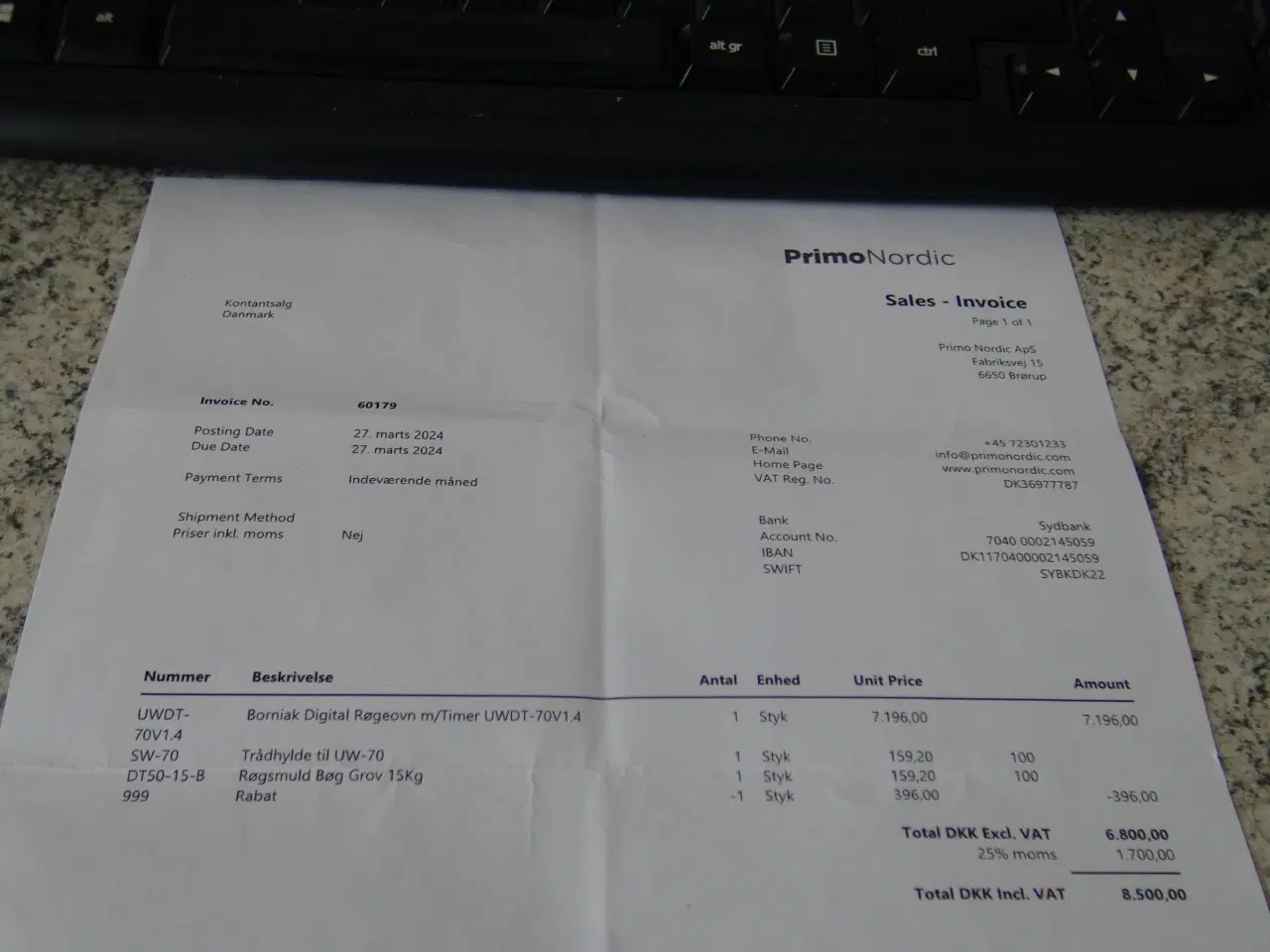 Billede 1 - rygeovn borniak m/timer uwdt-70vv1,4