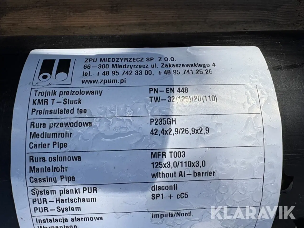 Billede 6 - Fjernvarmerør T-stykker ZPU Międzyrzecz Sp. z o.o. KMR T 22 styk.
