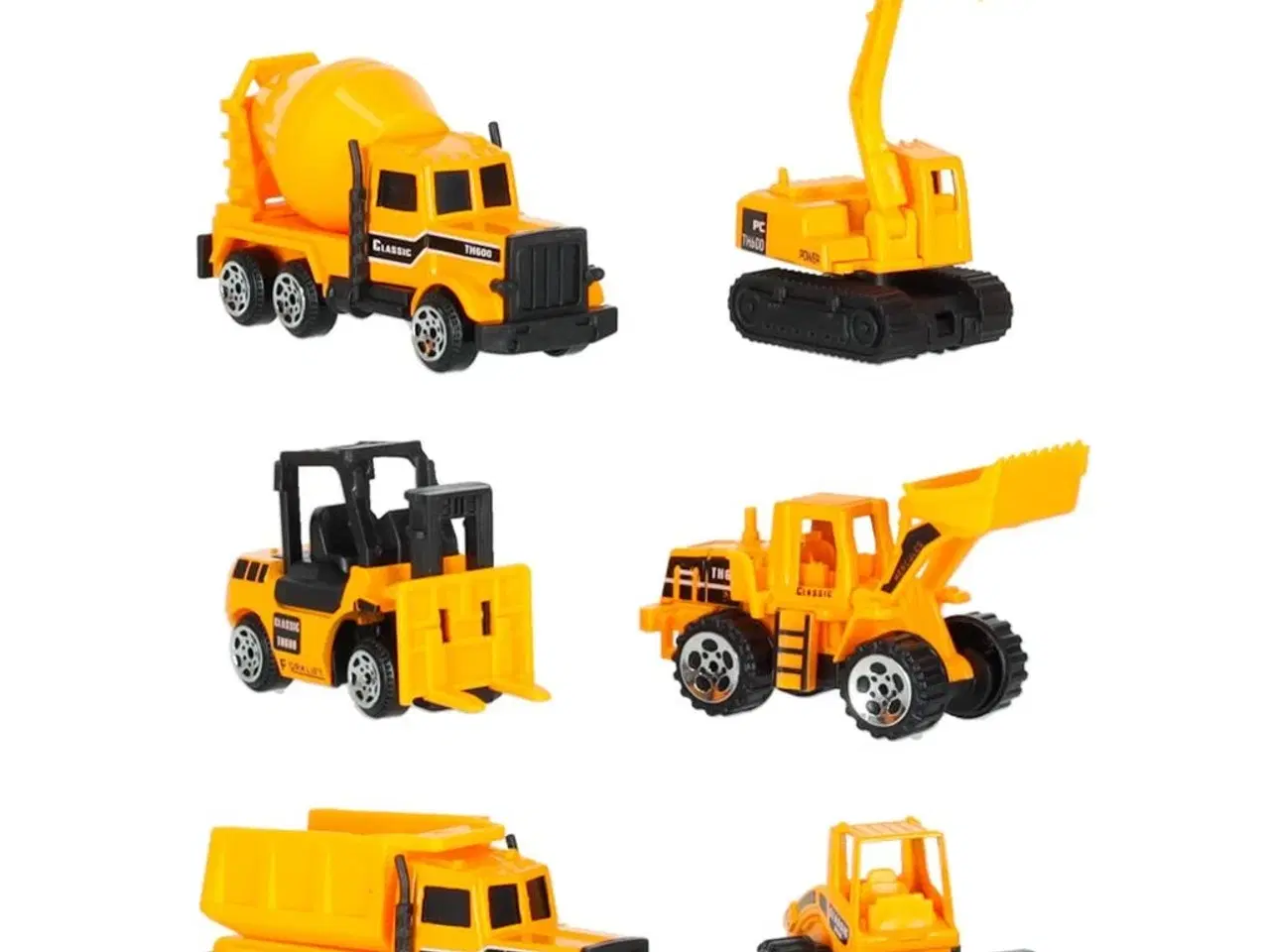 Billede 10 - Legetøjslastbil transporter med affyringsrampe + 6 metal byggemaskiner