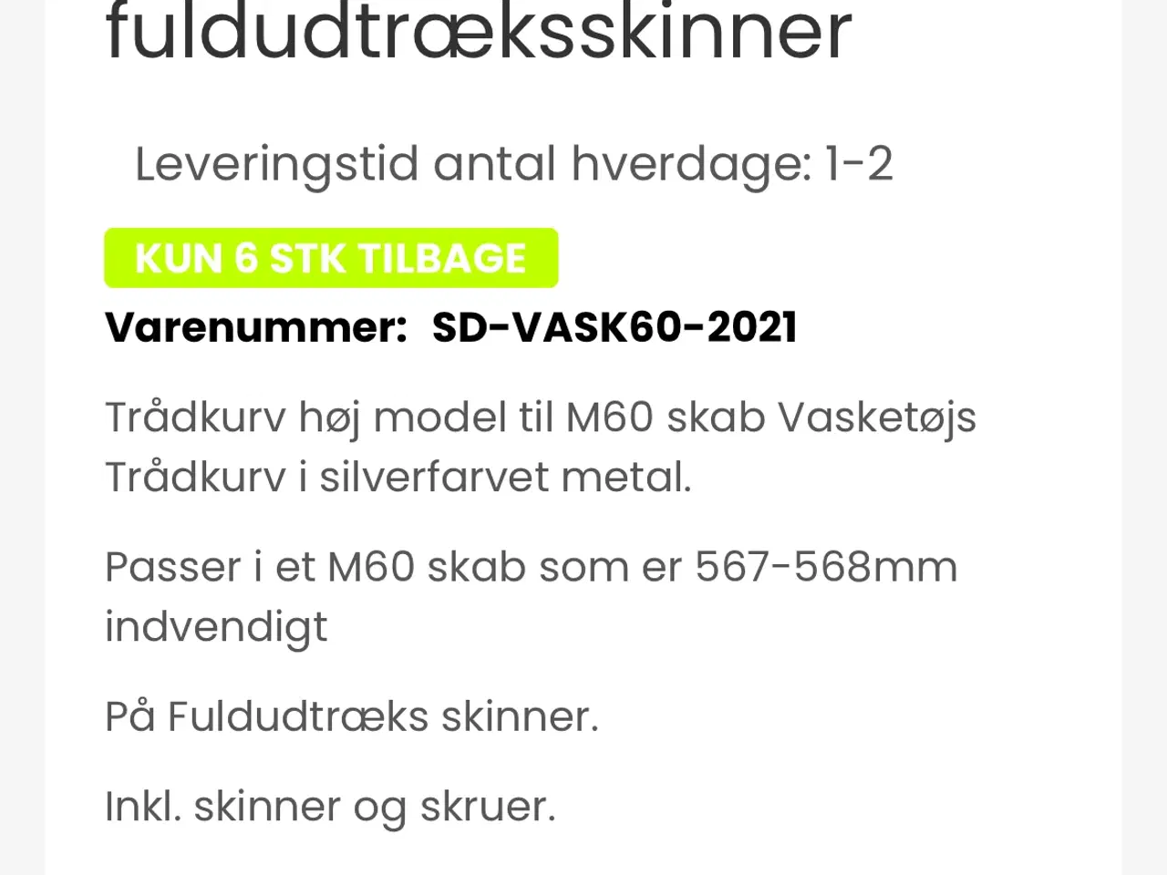 Billede 3 - Trådlurve til M60 skab 2 stk