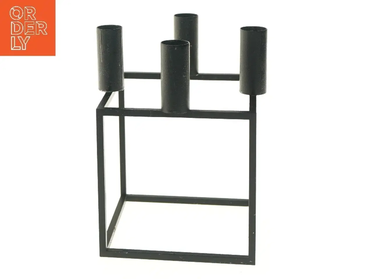 Billede 1 - Sort kubus lysestage til fire lys,  (str. 20x14 cm).