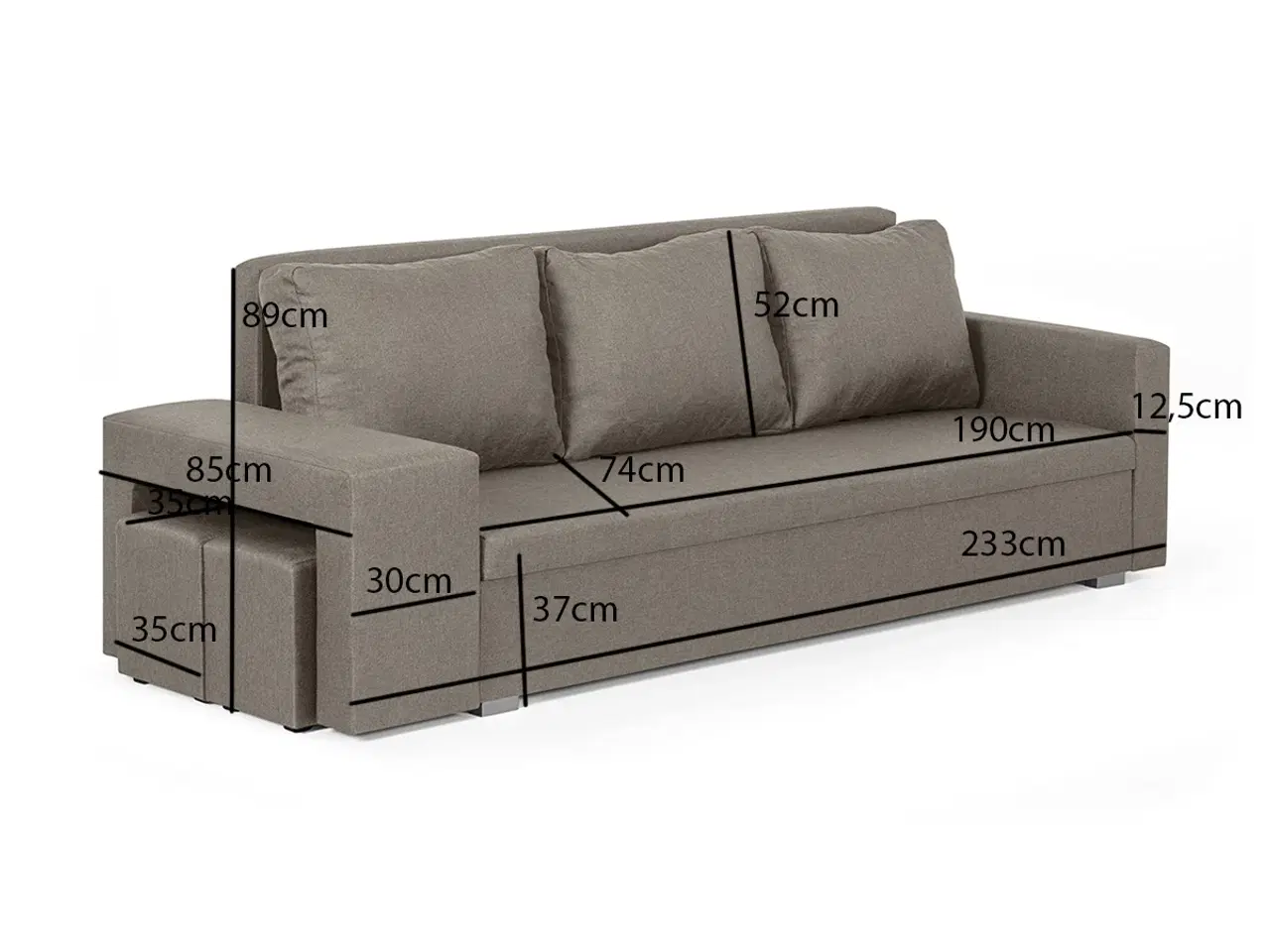 Billede 7 - 3-personers sofa med sovefunktion MILO-WA2