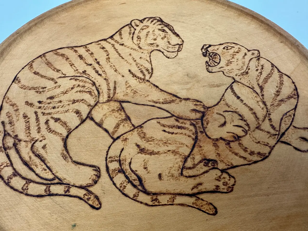 Billede 4 - Vægrelief i træ med tigermotiv