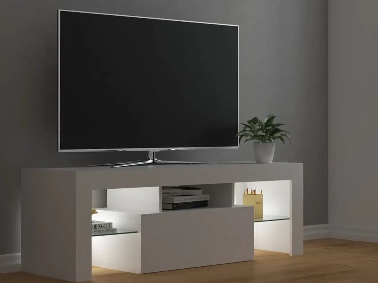 Billede 7 - Tv-skab med LED-lys 120x35x40 cm hvid